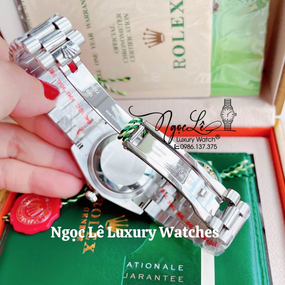 Đồng Hồ Rolex Day-Date Tự Động Dây Kim Loại Màu Bạc Mặt Đính Full Đá Size 36mm