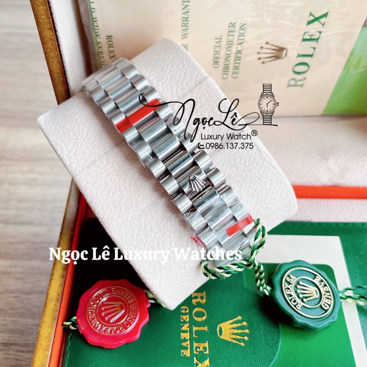 Đồng Hồ Rolex Day-Date Tự Động Dây Kim Loại Màu Bạc Mặt Đính Full Đá Size 36mm