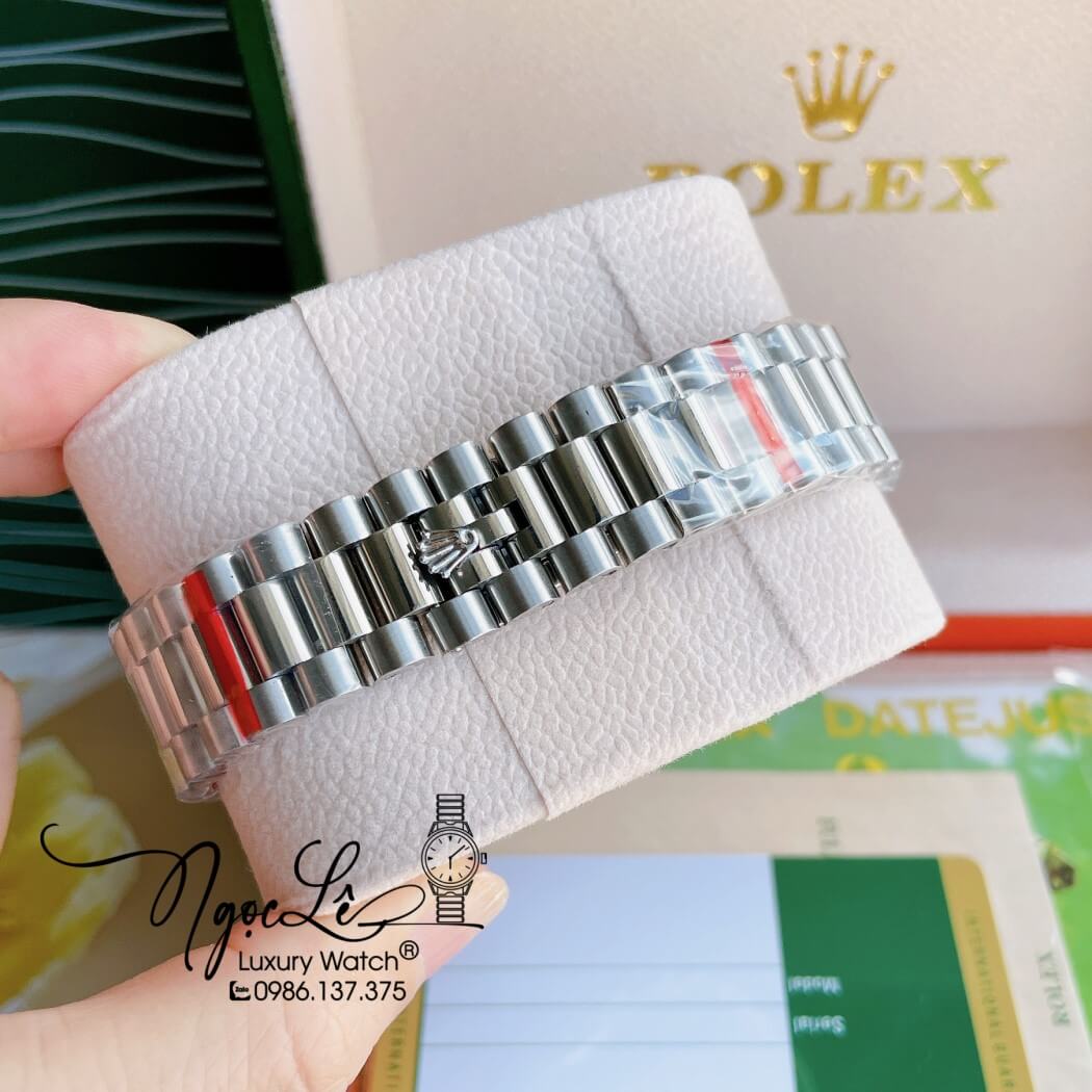 Đồng Hồ Rolex Day-Date Automatic Nam Dây Thép Bạc Mặt Trắng Size 41mm - Phản Quang