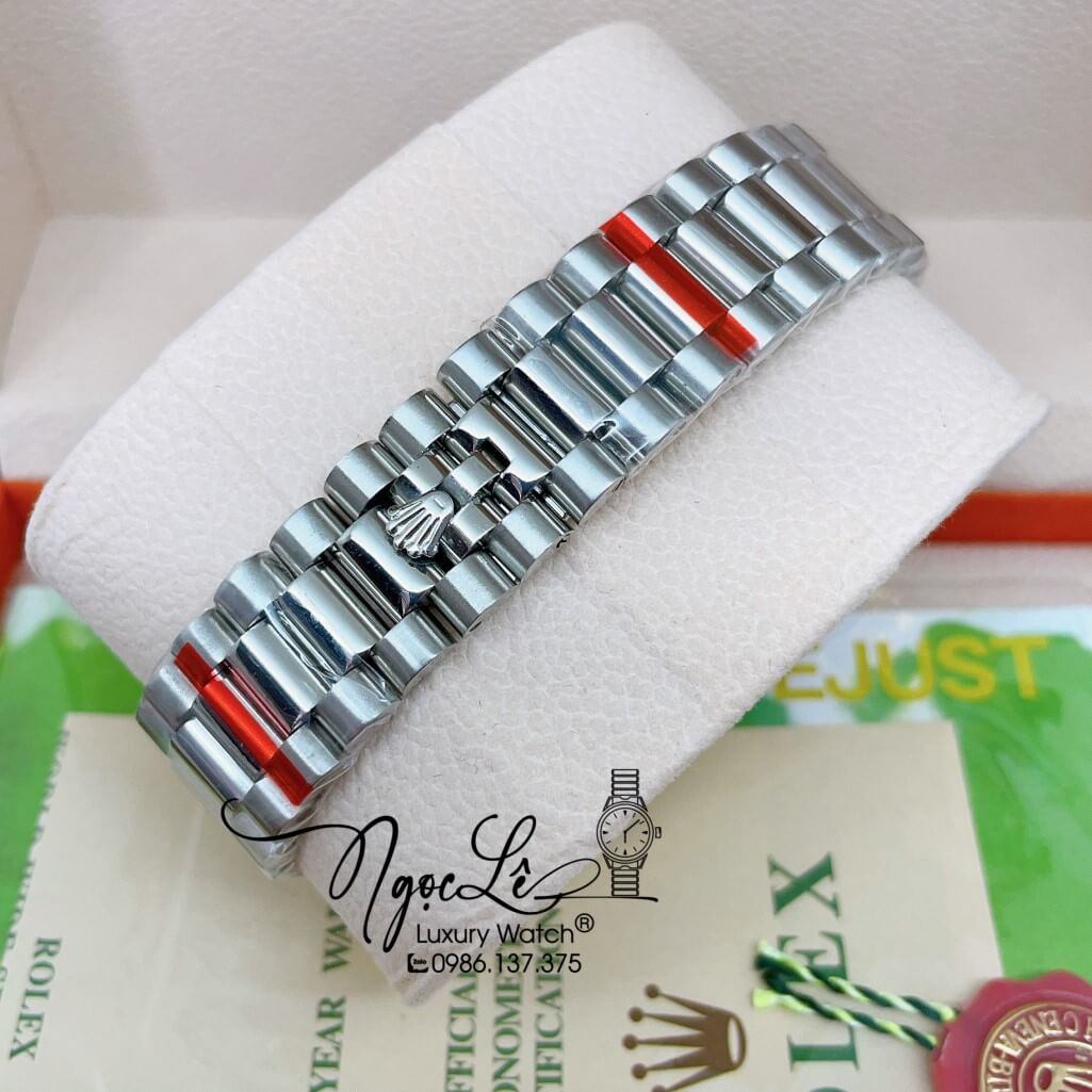 Đồng Hồ Rolex Day-Date Automatic Dây Kim Loại Silver Mặt Ombre Xanh Dương 41mm