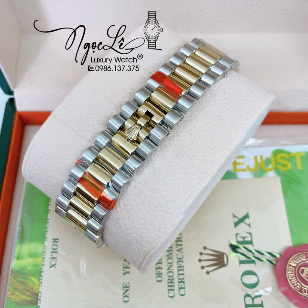 Đồng Hồ Rolex Day-Date Automatic Dây Kim Loại Demi Mặt Ombre Xanh Dương 41mm