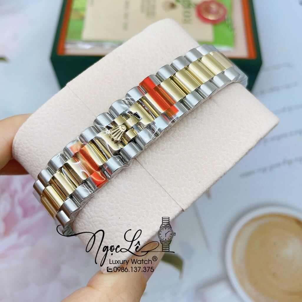 Đồng Hồ Rolex Day-Date Automatic Dây Kim Loại Demi Mặt Ombre Xanh 41mm