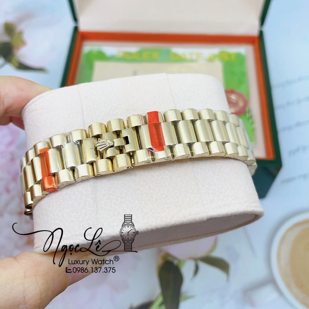 Đồng Hồ Rolex Day-Date Automatic Dây Kim Loại Vàng Mặt Đen 41mm