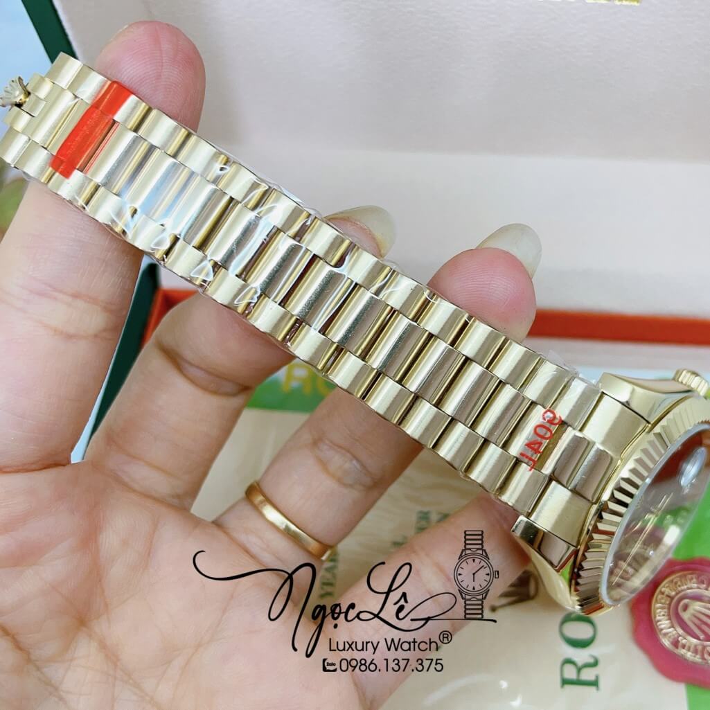 Đồng Hồ Rolex Day-Date Automatic Dây Kim Loại Vàng Mặt Đen 41mm