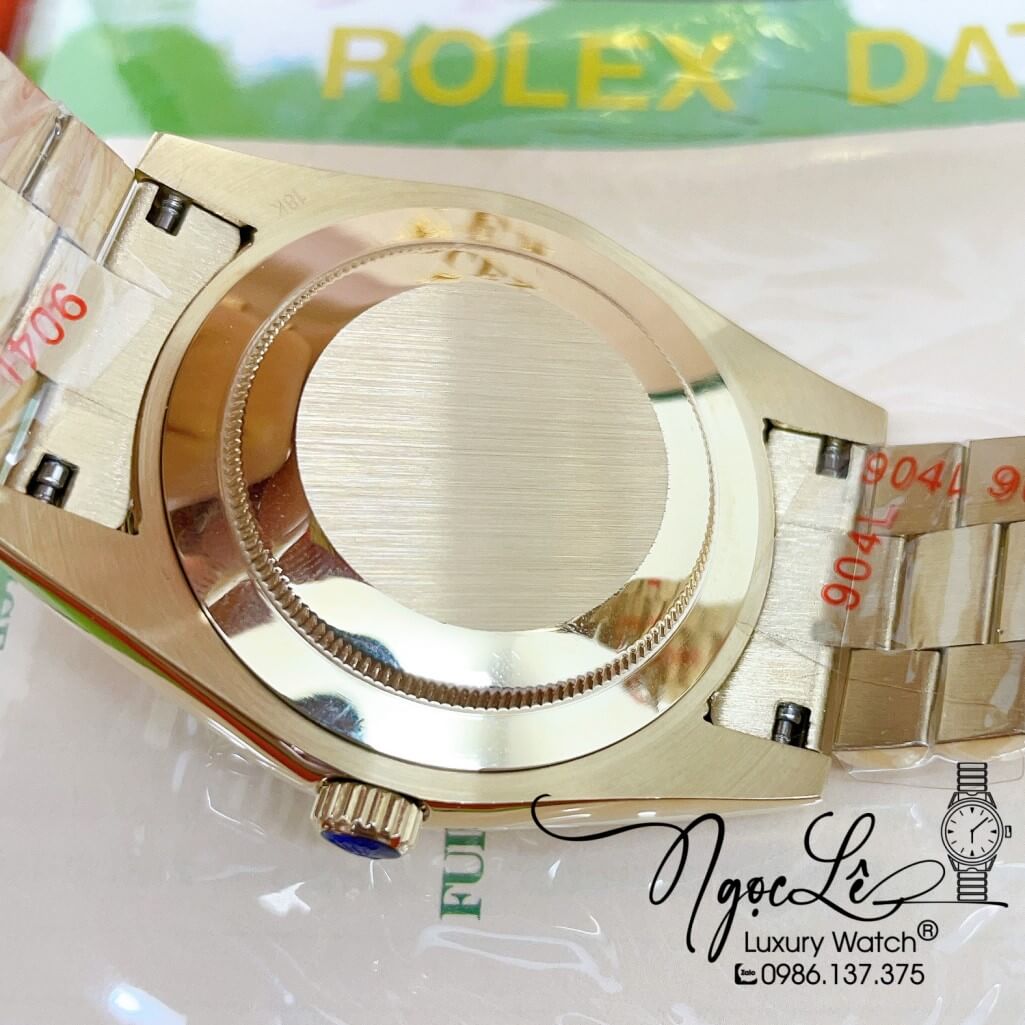 Đồng Hồ Rolex Day-Date Automatic Dây Kim Loại Vàng Mặt Ombre Xanh 41mm