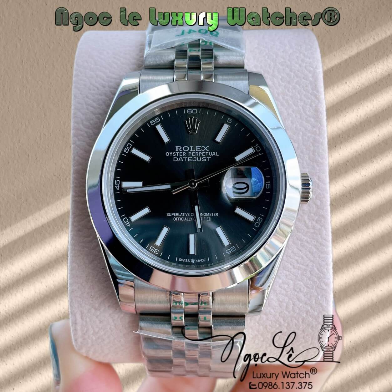 Đồng Hồ Rolex Datejust Automatic Nam Dây Kim Loại Màu Bạc Niềng Trơn Size 41mm