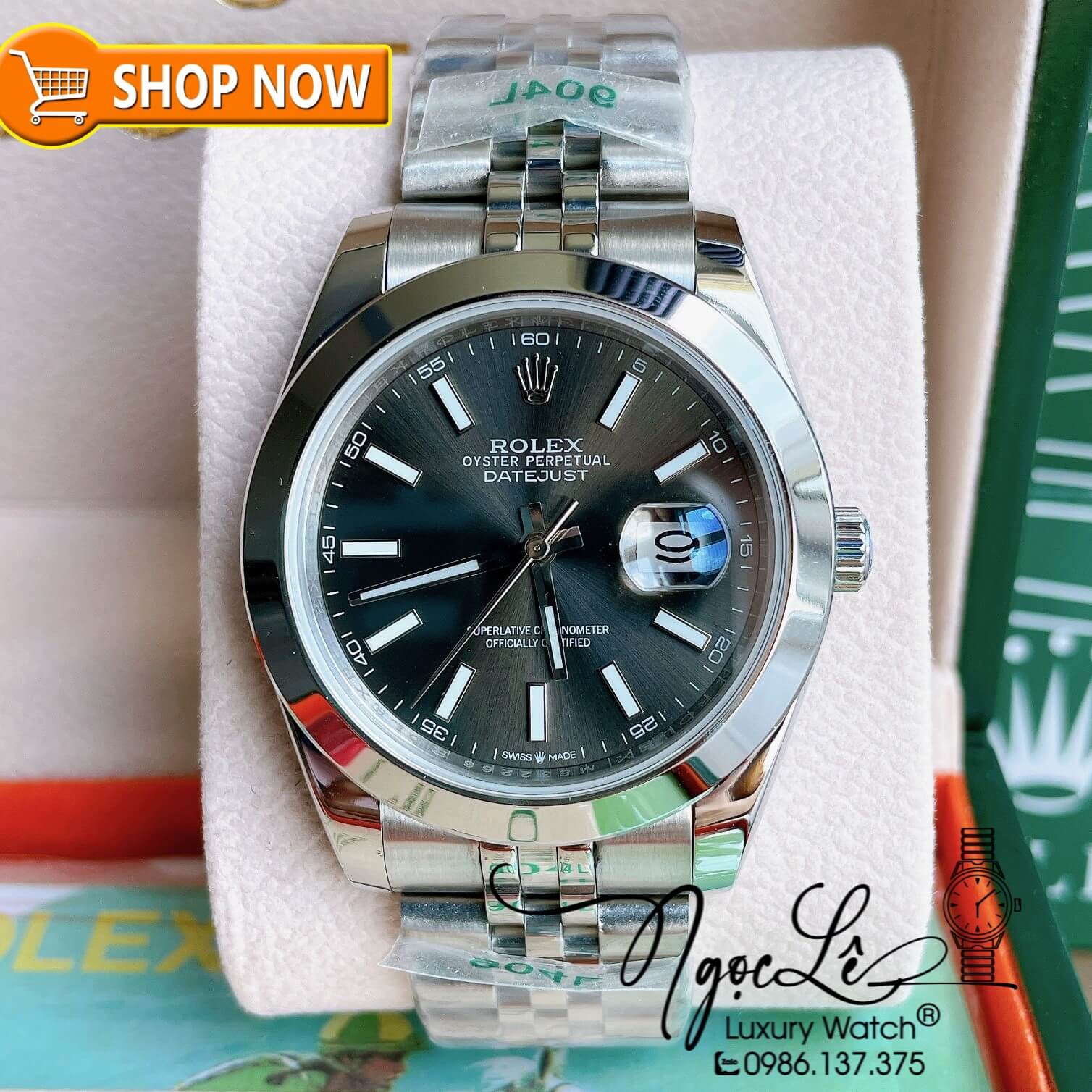 Đồng Hồ Rolex Day-Date Automatic Nam Dây Kim Loại Màu Bạc Niềng Trơn Size 41mm