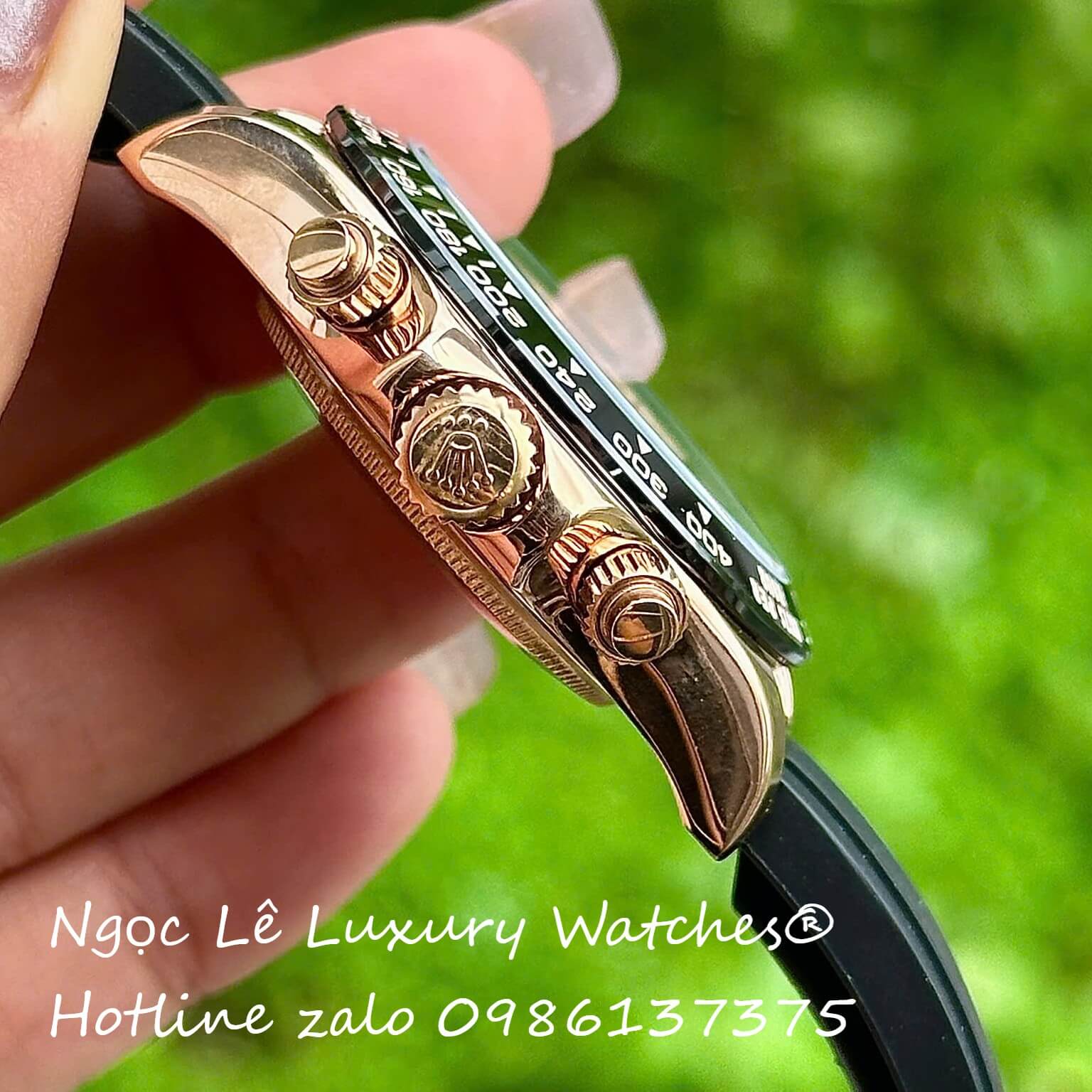 Đồng Hồ Rolex Cosmograph Daytona Automatic Dây Cao Su Đen Mặt Nâu Vỏ Rose Size 40mm