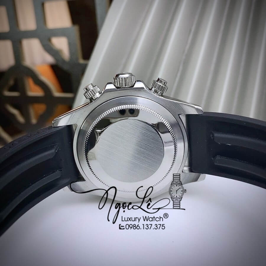 Đồng Hồ Rolex Daytona Automatic Nam Dây Silicon Đen Mặt Xám Size 40mm