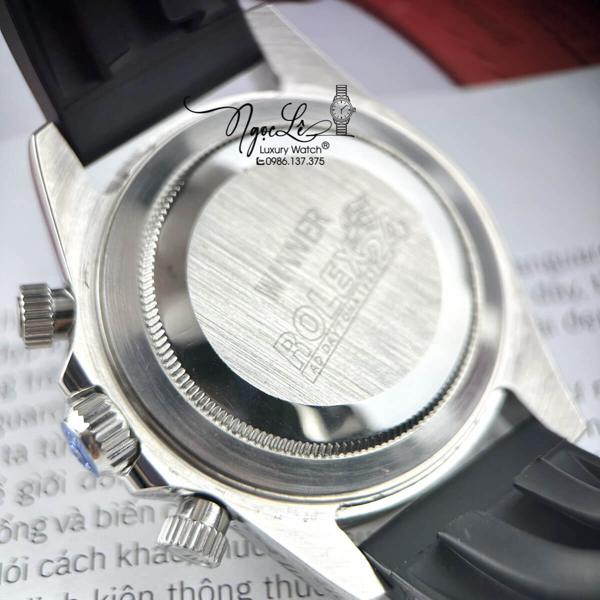 Đồng Hồ Nam Rolex Daytona Rainbow Automatic Dây Silicon Đen Vỏ Bạc Size 40mm