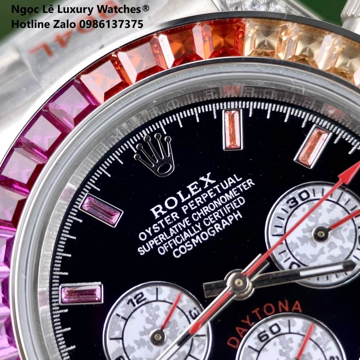 Đồng Hồ Rolex Daytona Rainbow Automatic Dây Kim Loại Màu Silver Size 40mm (Unisex)