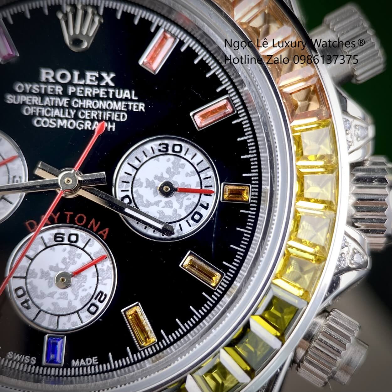 Đồng Hồ Rolex Daytona Rainbow Automatic Dây Kim Loại Màu Silver Size 40mm (Unisex)