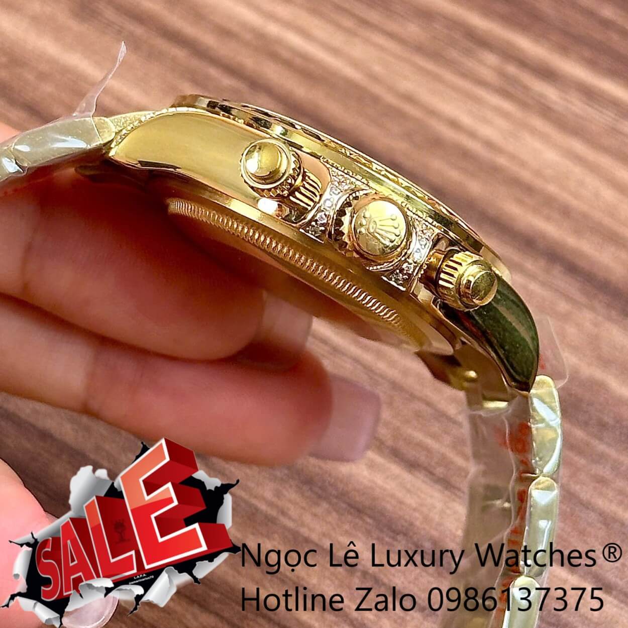 Đồng Hồ Rolex Daytona Rainbow Automatic Dây Kim Loại Màu Vàng Gold Size 40mm (Unisex)