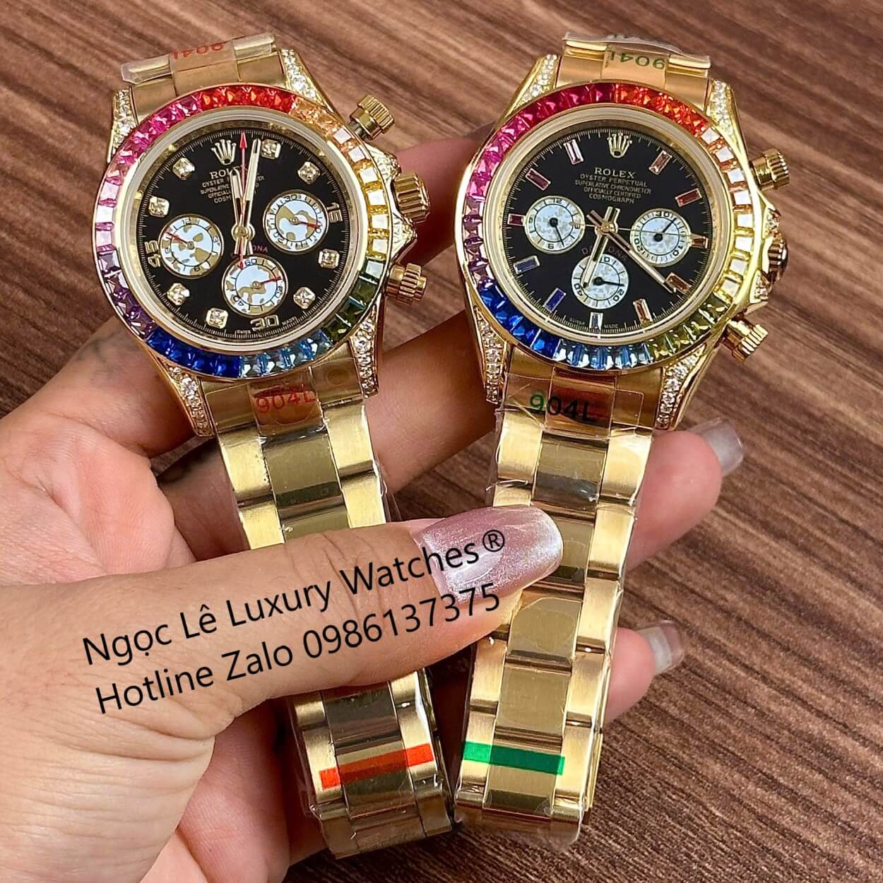 Đồng Hồ Rolex Daytona Rainbow Automatic Dây Kim Loại Màu Vàng Gold Size 40mm (Unisex)