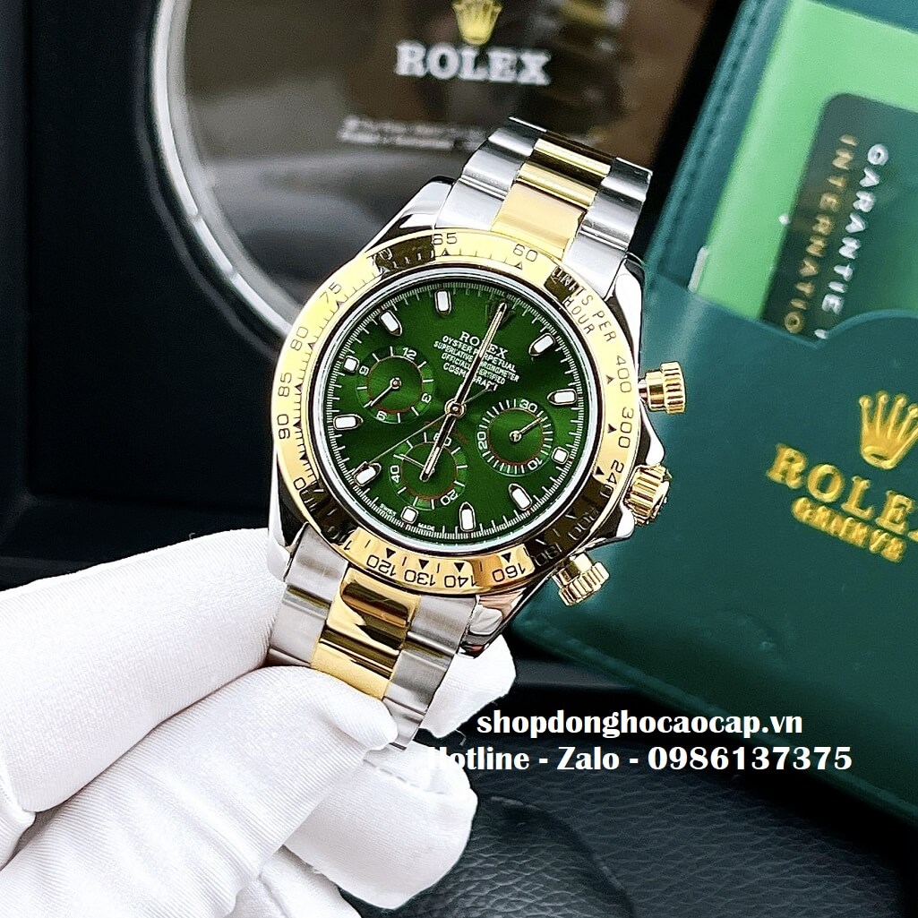 Đồng Hồ Nam Rolex Cosmograph Daytona Tự Động Dây Kim Loại Demi Xanh 40mm