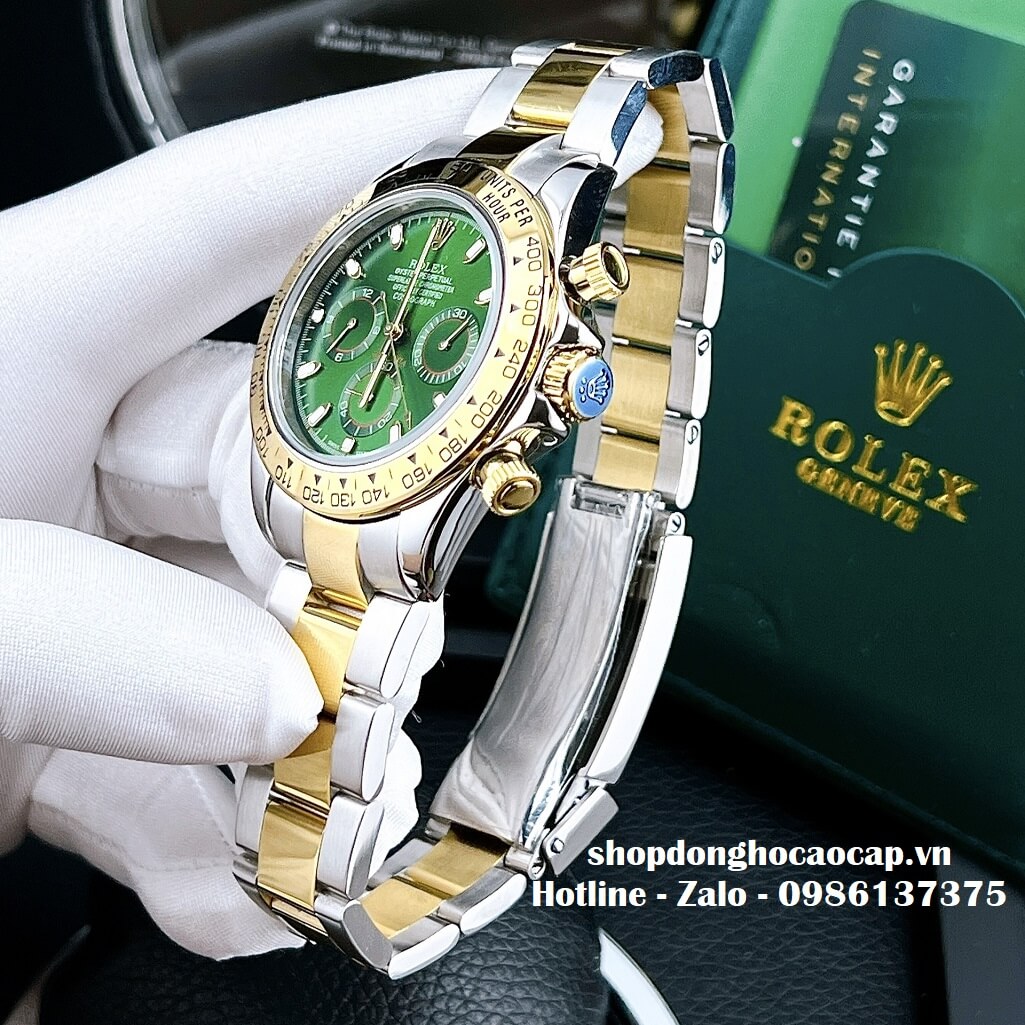 Đồng Hồ Nam Rolex Cosmograph Daytona Tự Động Dây Kim Loại Demi Xanh 40mm