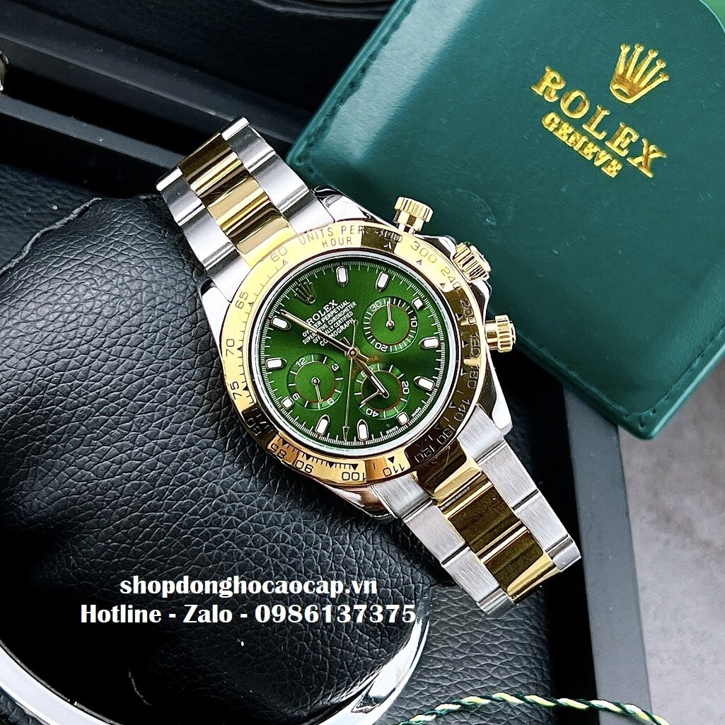 Đồng Hồ Nam Rolex Cosmograph Daytona Tự Động Dây Kim Loại Demi Xanh 40mm