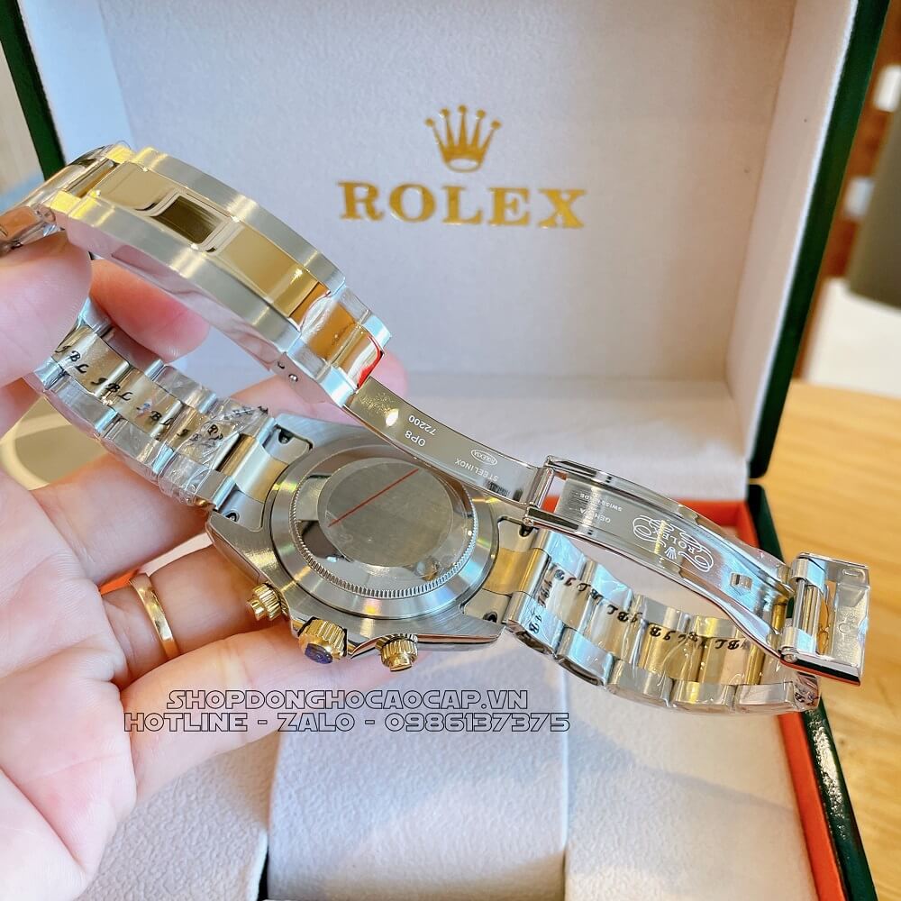 Đồng Hồ Rolex Daytona Tự Động Nam Dây Kim Loại Demi Đen 40mm