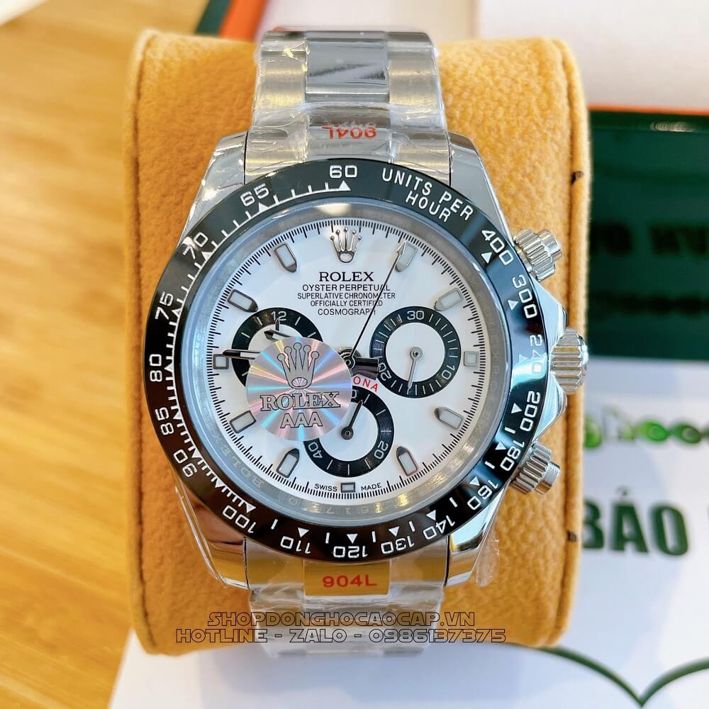 Đồng Hồ Rolex Daytona Tự Động Nam Dây Kim Loại Mặt Trắng Silver 40mm