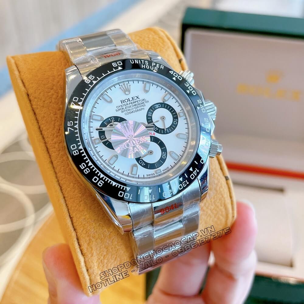 Đồng Hồ Rolex Daytona Tự Động Nam Dây Kim Loại Mặt Trắng Silver 40mm