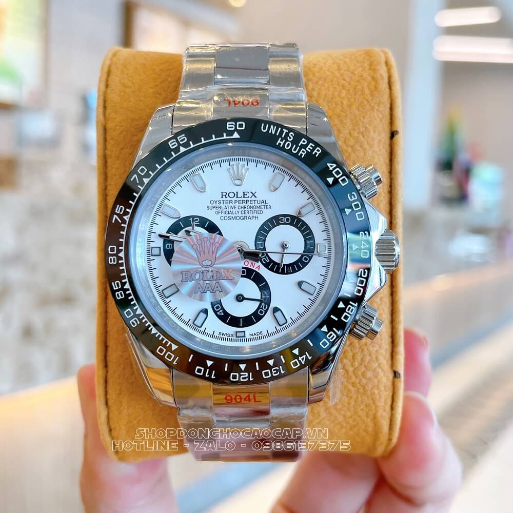 Đồng Hồ Rolex Daytona Tự Động Nam Dây Kim Loại Mặt Trắng Silver 40mm