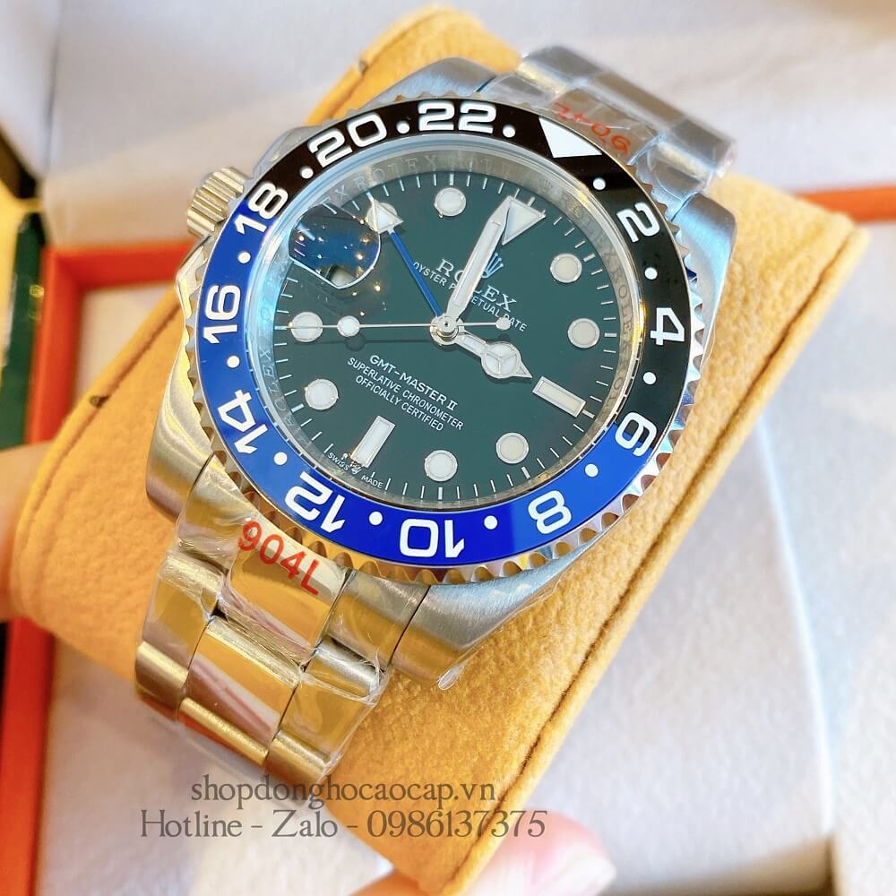 Đồng Hồ Rolex GMT-Master II Tự Động Nam Dây Kim Loại Mặt Đen Silver 41mm