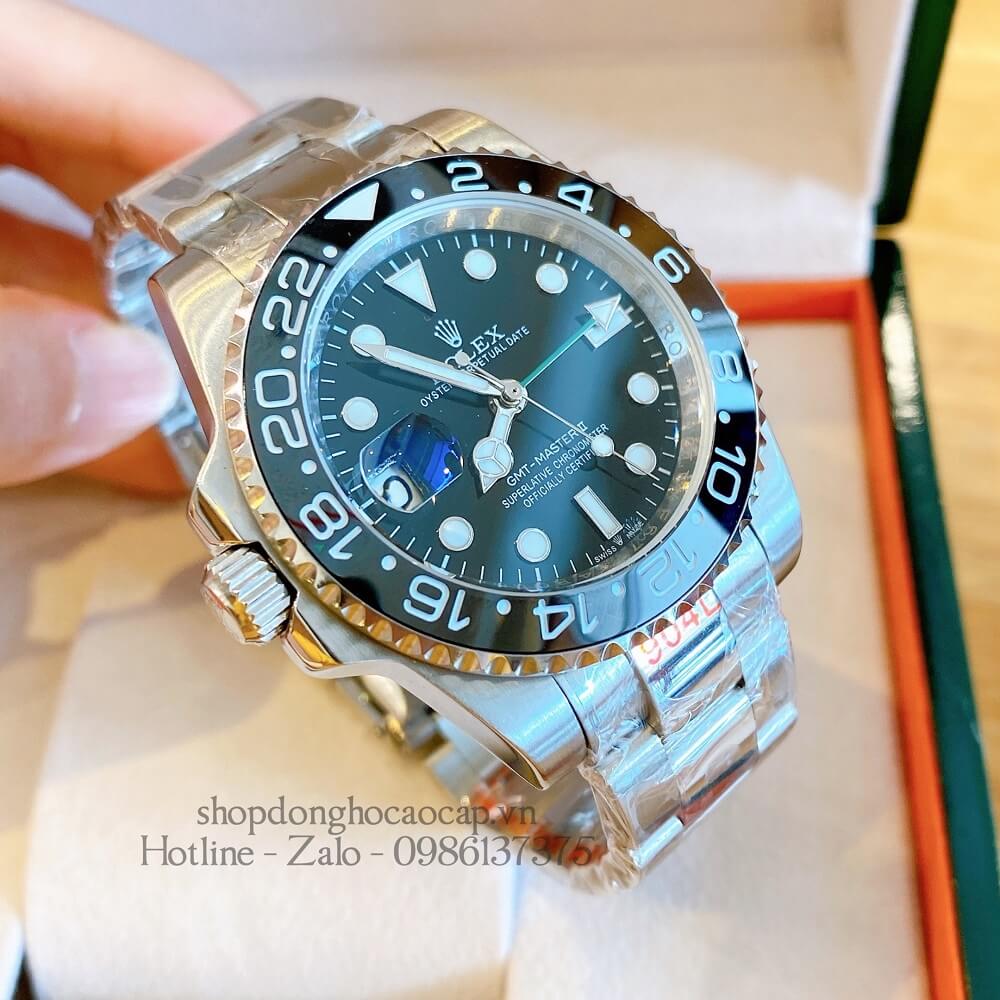 Đồng Hồ Rolex GMT-Master II Tự Động Nam Dây Kim Loại Mặt Đen Silver 41mm