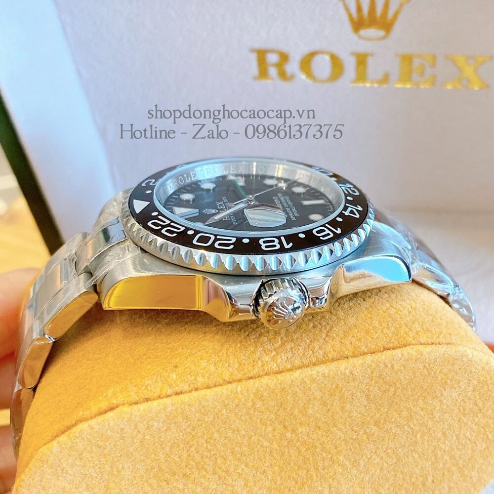 Đồng Hồ Rolex GMT-Master II Tự Động Nam Dây Kim Loại Mặt Đen Silver 41mm