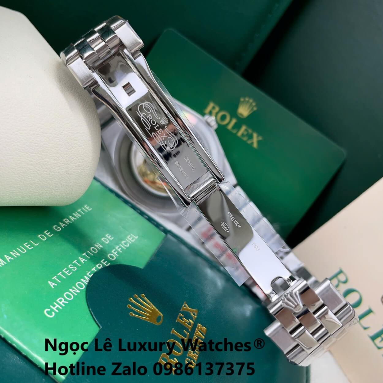 Đồng Hồ Rolex Land-Dweller Dây Kim Loại Bạc Mặt Xanh Dương Nhạt Họa Tiết Tổ Ong Size 40mm Vành Khía