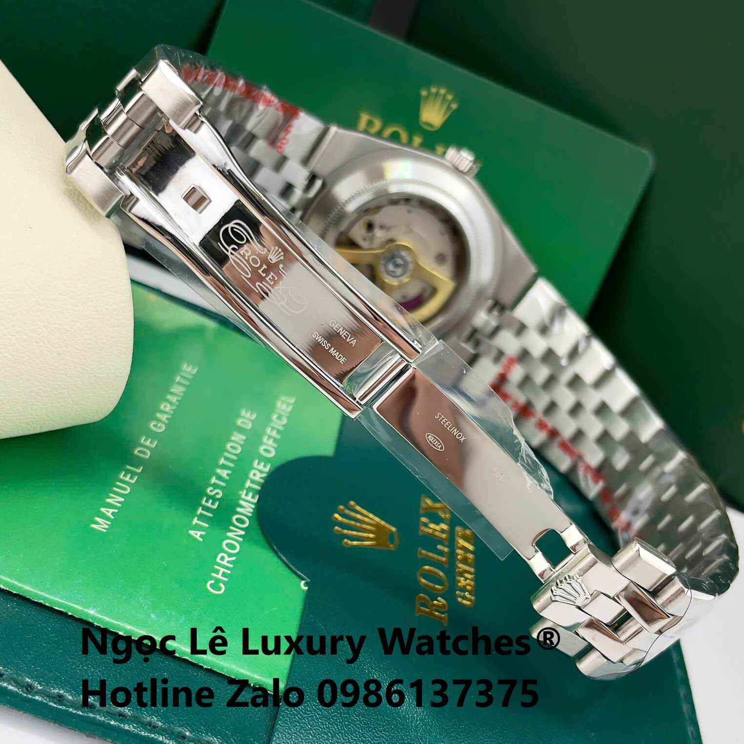 Đồng Hồ Rolex Land-Dweller Dây Kim Loại Bạc Mặt Đen Xám Size 40mm Vành Khía