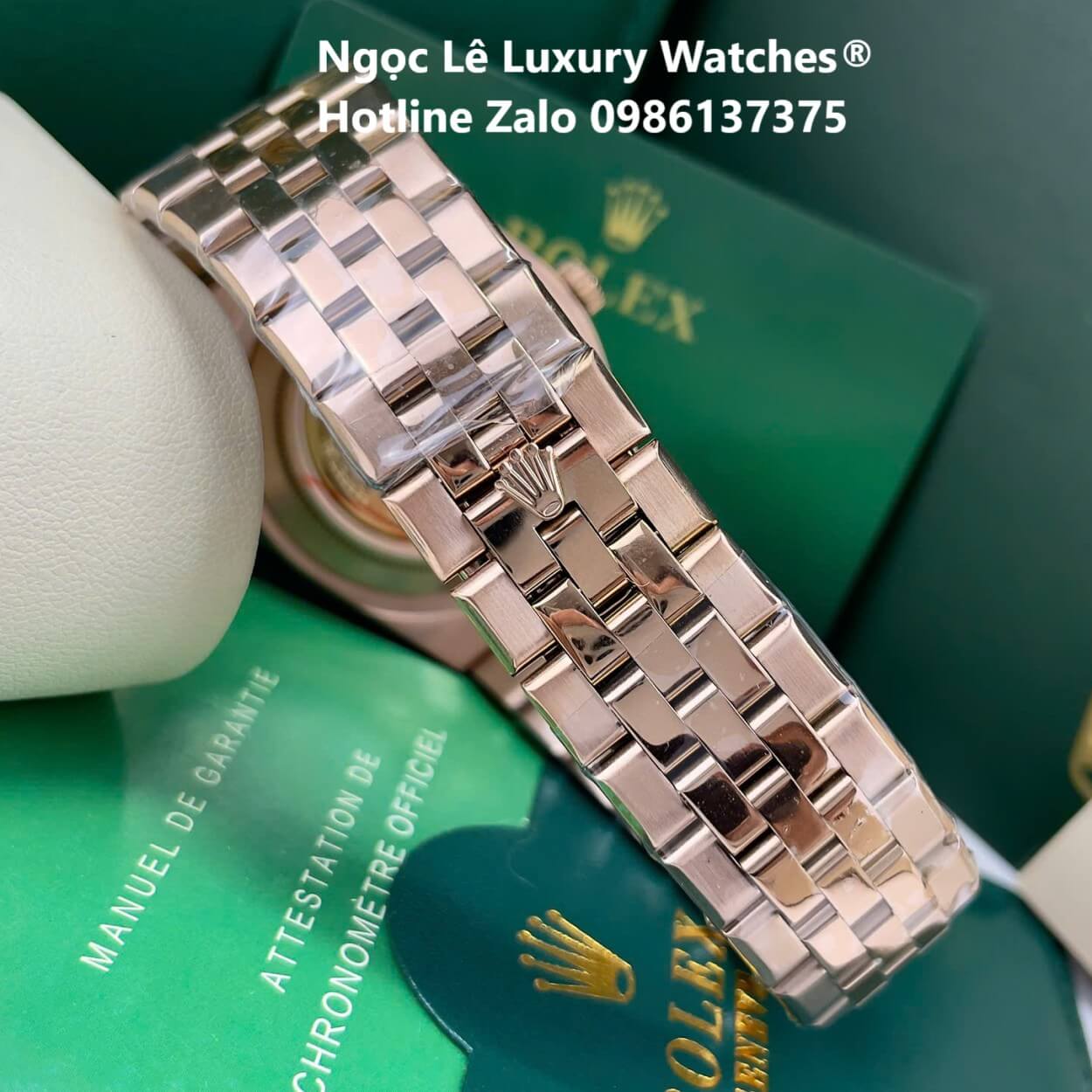 Đồng Hồ Rolex Land-Dweller Dây Kim Loại Rose Gold Mặt Trắng Tổ Ong 40mm