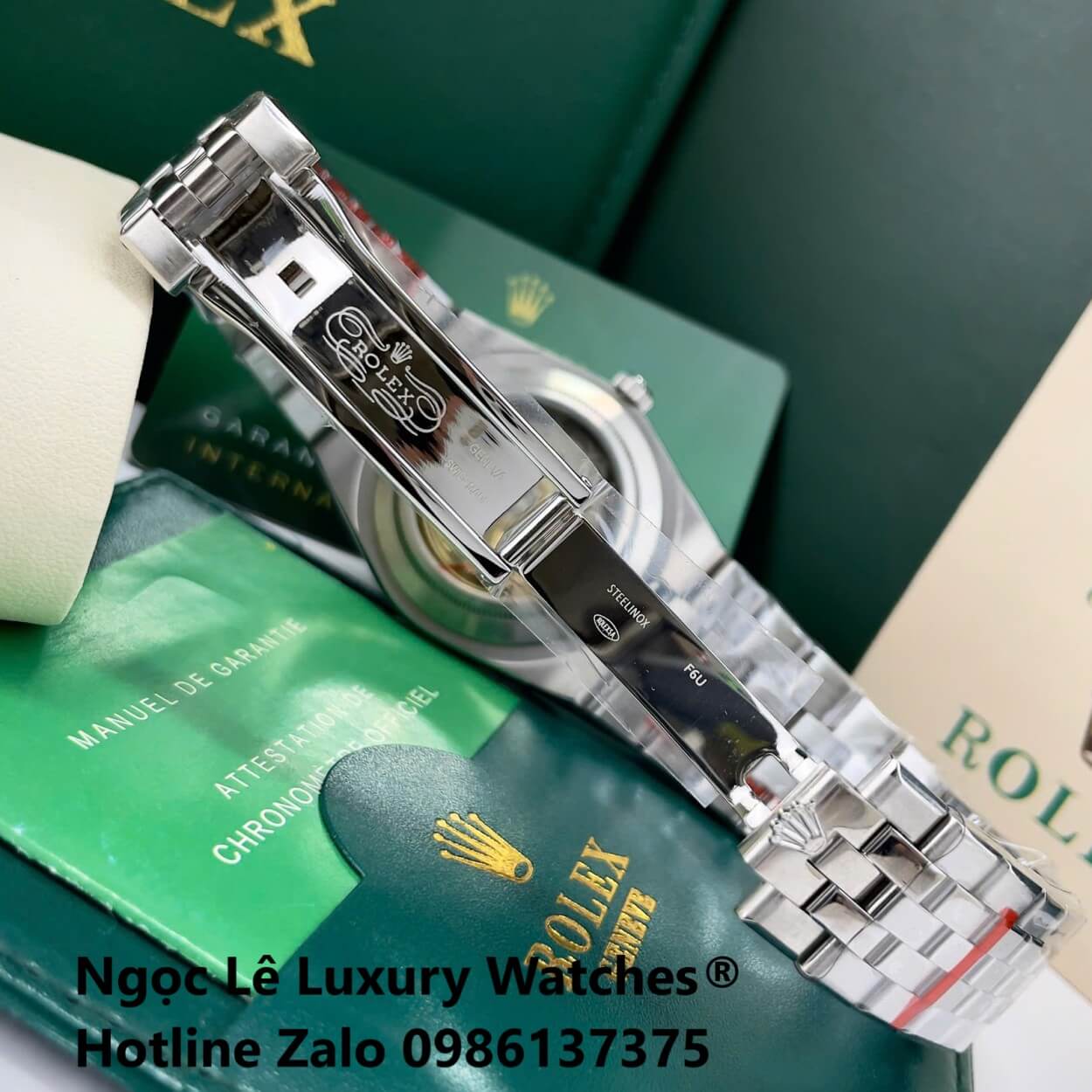 Đồng Hồ Rolex Land-Dweller Dây Kim Loại Bạc Mặt Trắng Size 40mm Vành Khía