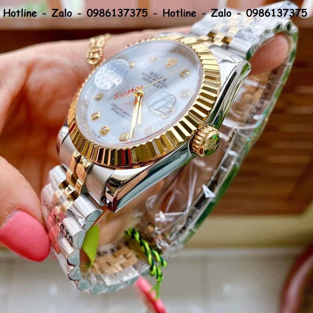 Đồng Hồ Nam Rolex Oyster Datejust Automatic Demi Mặt Xà Cừ 41mm