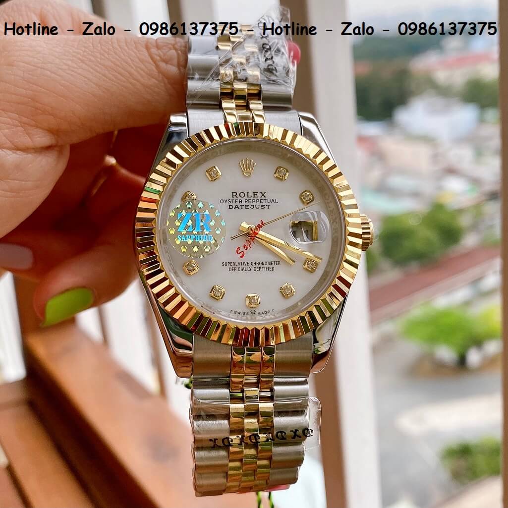 Đồng Hồ Nam Rolex Oyster Datejust Automatic Demi Mặt Xà Cừ 41mm