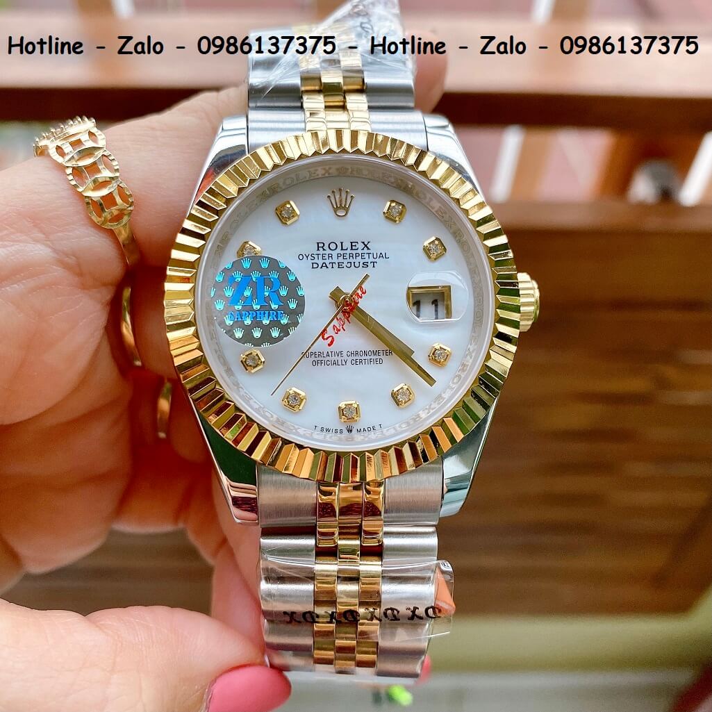 Đồng Hồ Nam Rolex Oyster Datejust Automatic Demi Mặt Xà Cừ 41mm