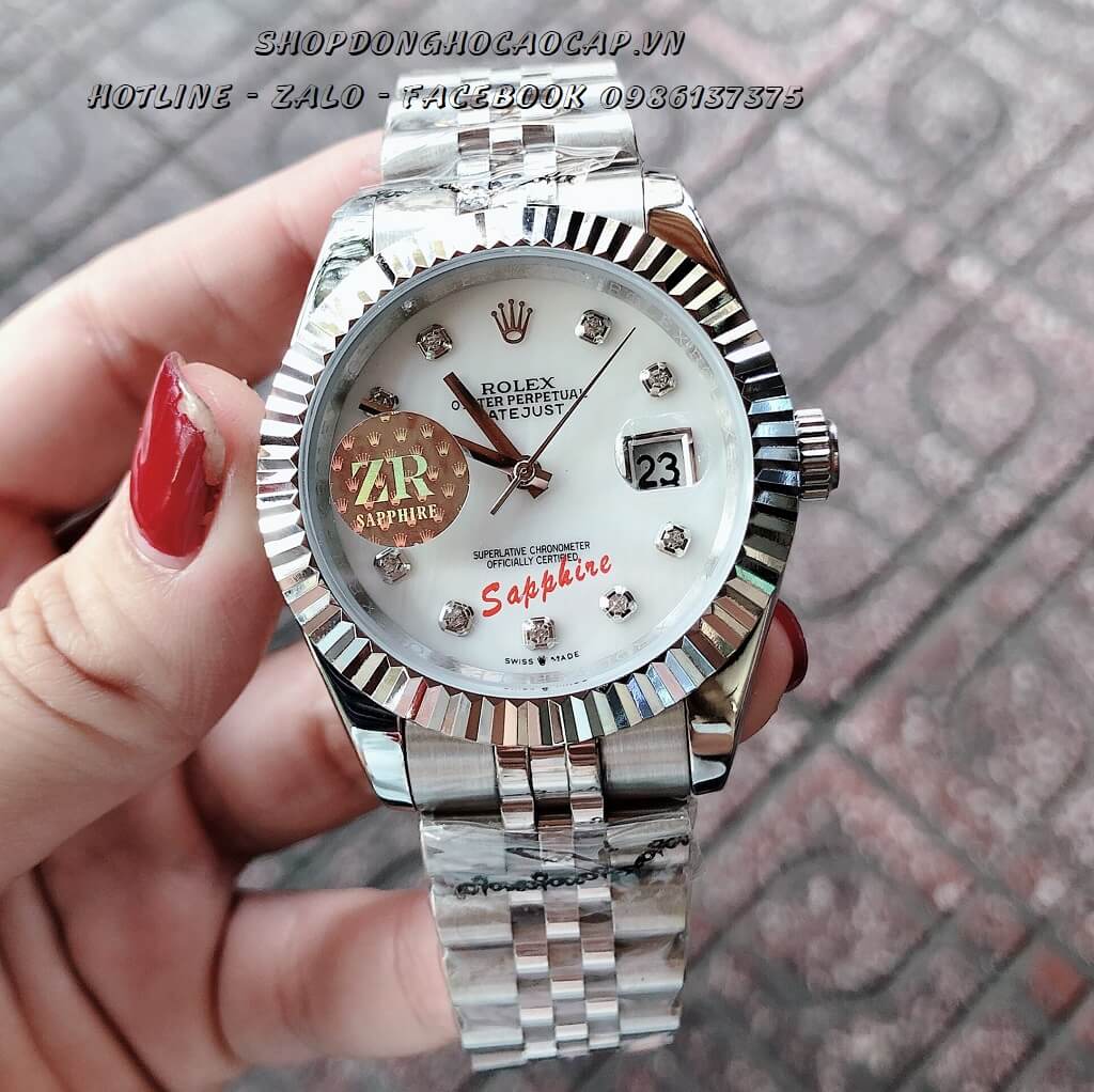 Đồng Hồ Rolex Nam Automatic Bạc Mặt Trắng 40mm