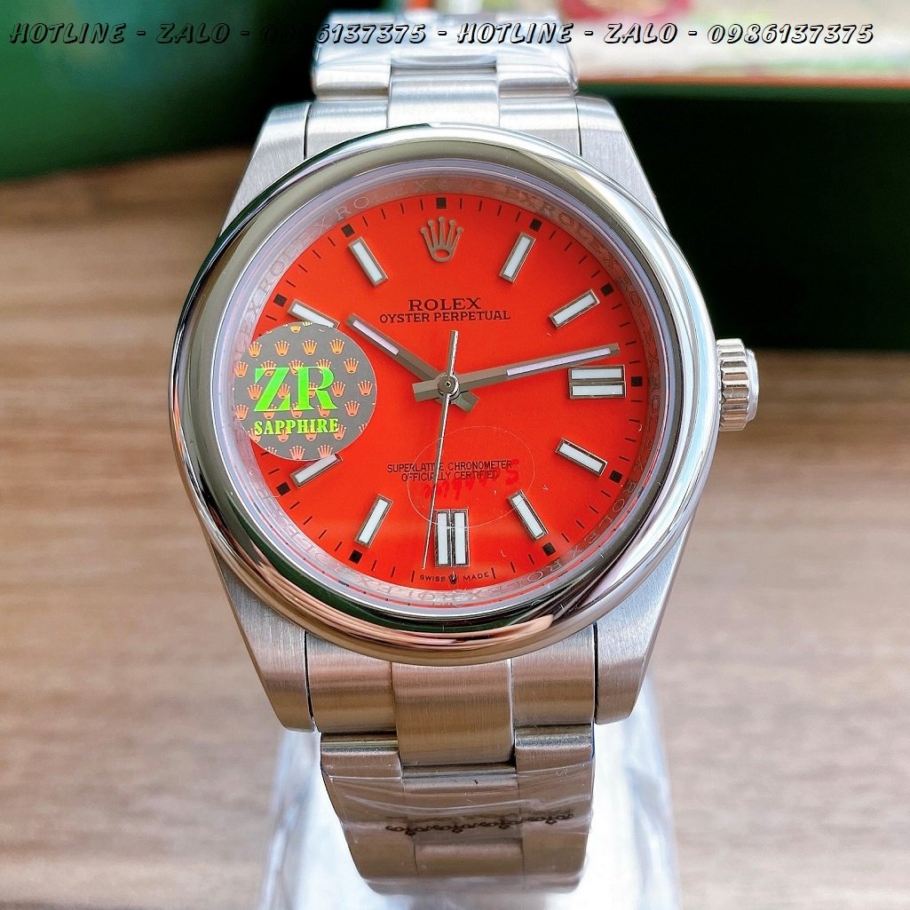 Đồng Hồ Rolex Nam Automatic Dây Bạc Mặt Đỏ 41mm