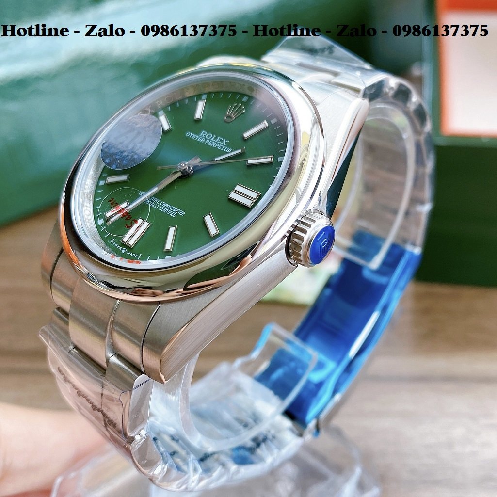 Đồng Hồ Rolex Nam Automatic Dây Bạc Mặt Xanh Lá 41mm