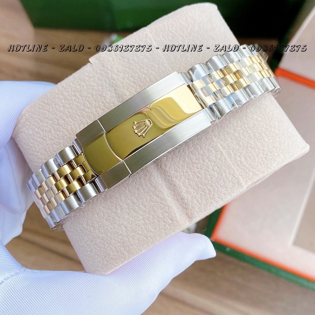 Đồng Hồ Rolex Nam Automatic Demi Mặt Khía Xanh Dương 41mm