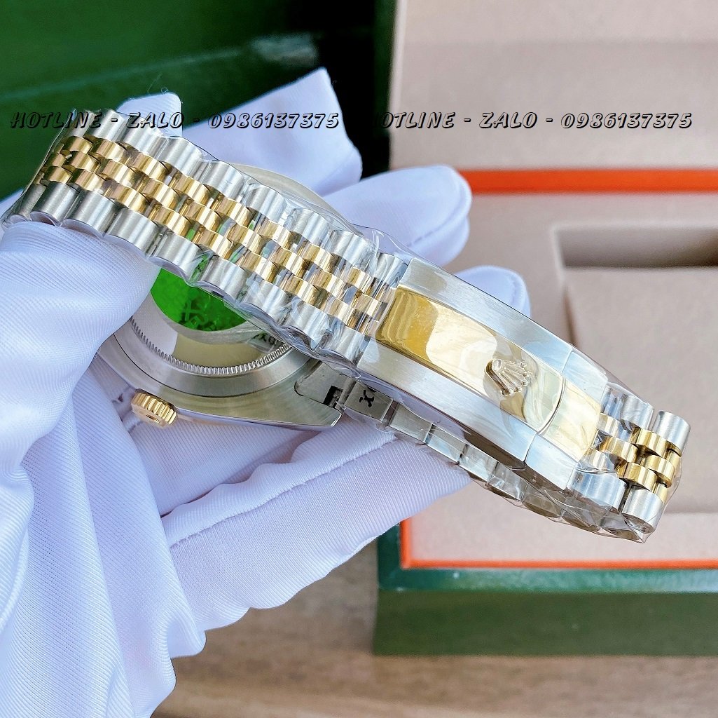 Đồng Hồ Rolex Nam Automatic Demi Mặt Khía Xanh Dương 41mm