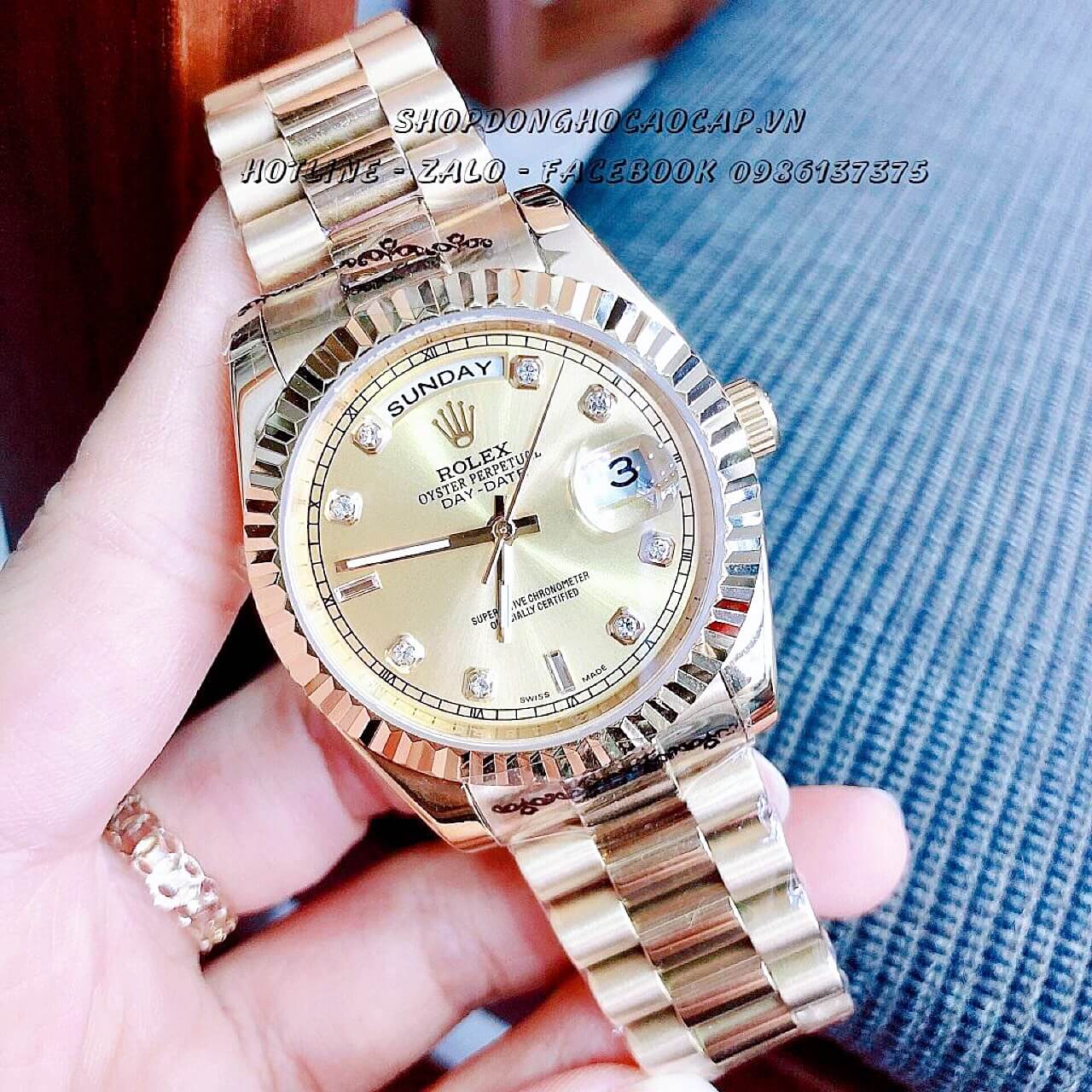 Đồng Hồ Rolex Nam Automatic Vàng 2 Lịch 41mm