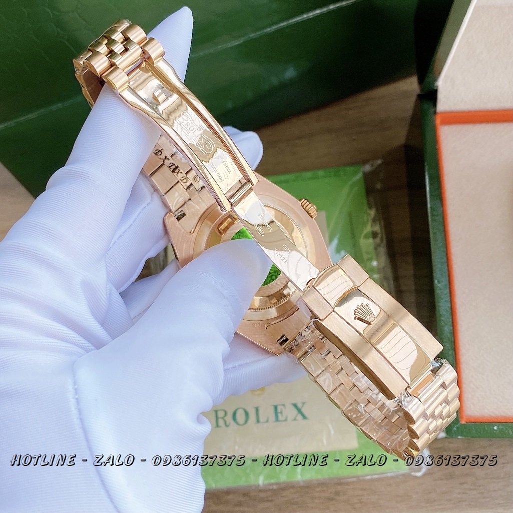 Đồng Hồ Rolex Nam Automatic Mặt Khía Trắng Rose Gold 41mm