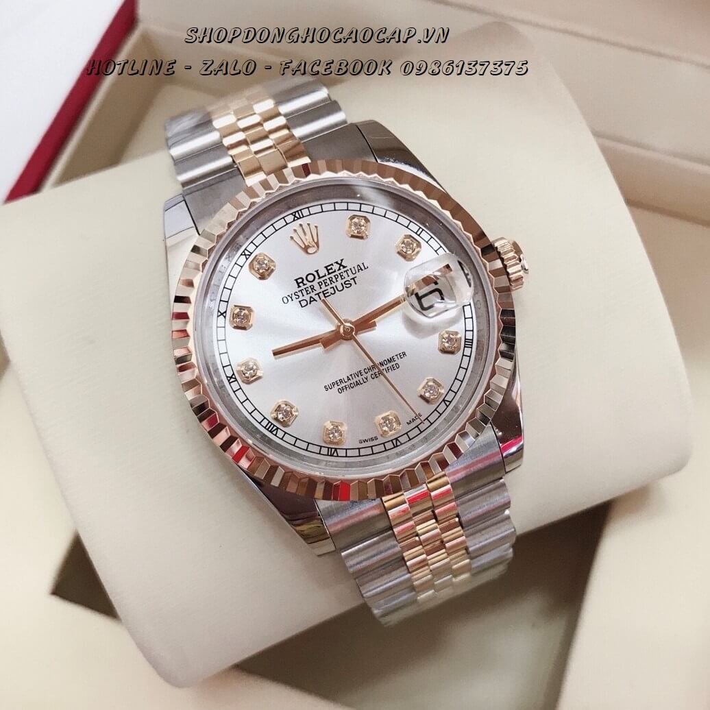 Đồng Hồ Rolex Nam Automatic Demi Vàng Mặt Trắng 40mm