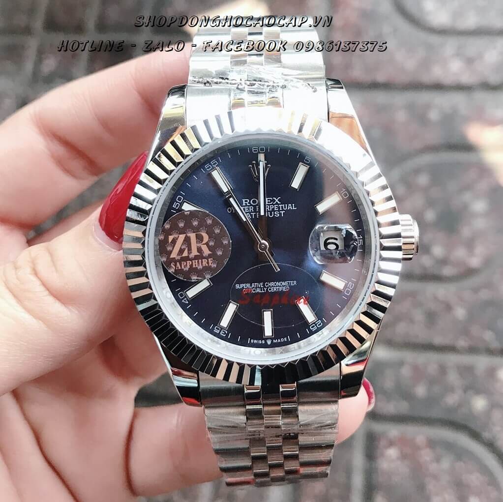 Đồng Hồ Rolex Nam Automatic Bạc Mặt Xanh 40mm (Mặt Gạch)