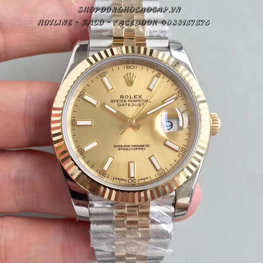 Đồng Hồ Rolex Nam Automatic Demi Mặt Vàng 40mm (Mặt Gạch)