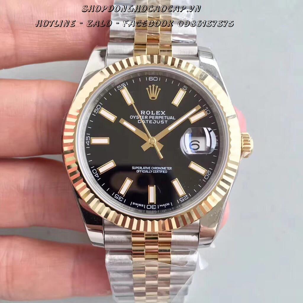 Đồng Hồ Rolex Nam Automatic Demi Vàng Mặt Đen 40mm