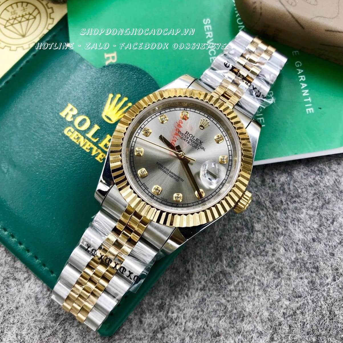 Đồng Hồ Rolex Nam Automatic Demi Vàng Mặt Xám 40mm