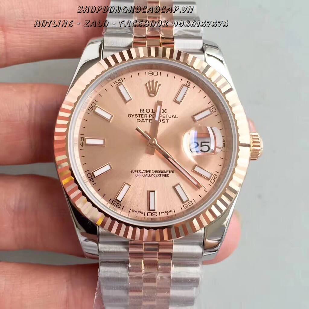 Đồng Hồ Rolex Nam Automatic Demi Vàng Hồng 40mm