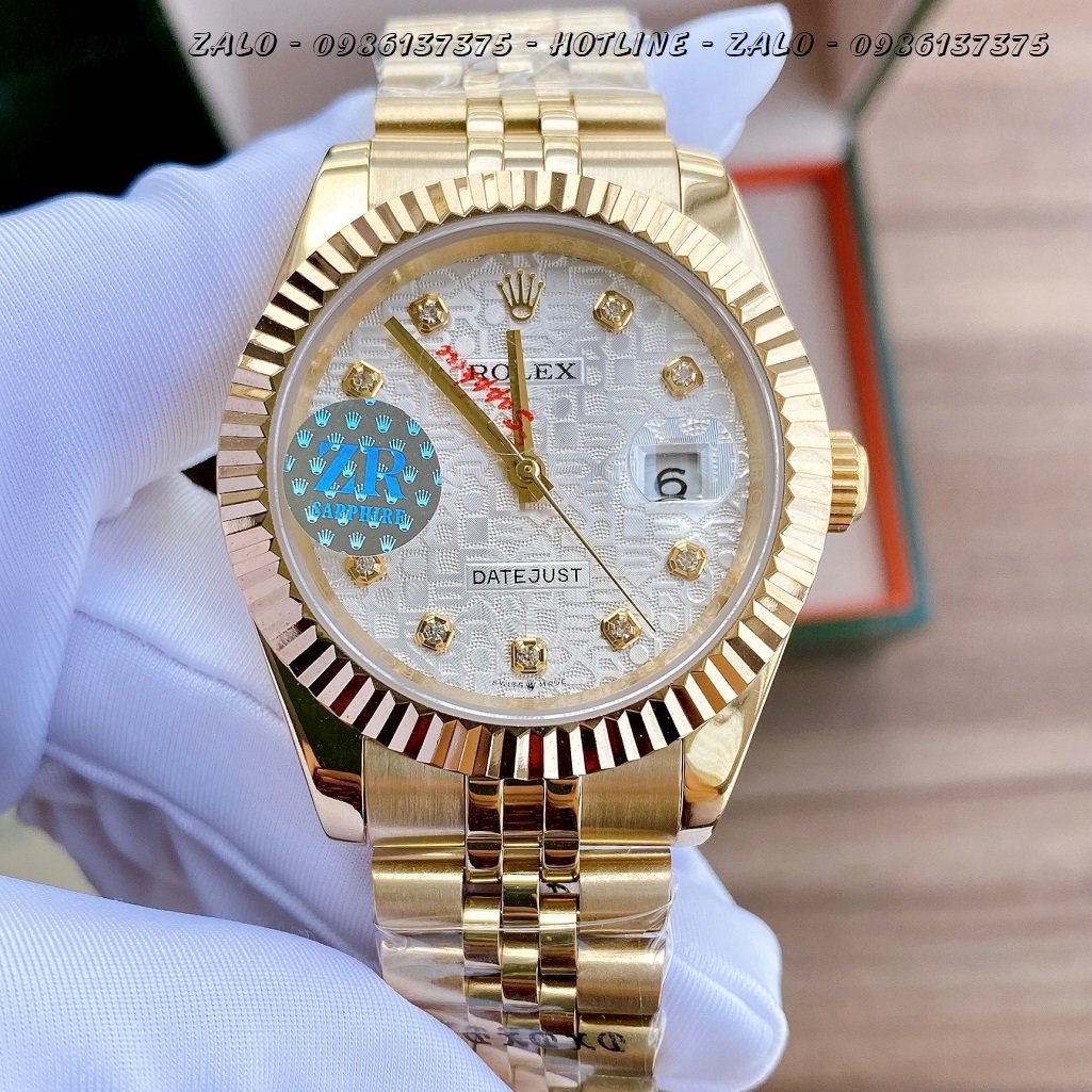 Đồng Hồ Rolex Nam Automatic Vàng Mặt Khía Vi Tính 41mm