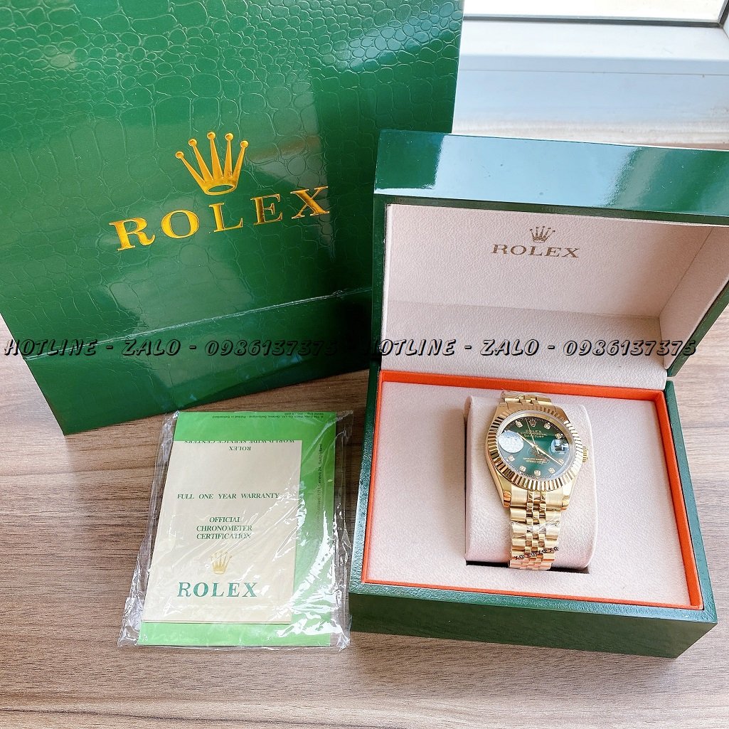 Đồng Hồ Rolex Nam Automatic Vàng Mặt Khía Xanh Lá 41mm